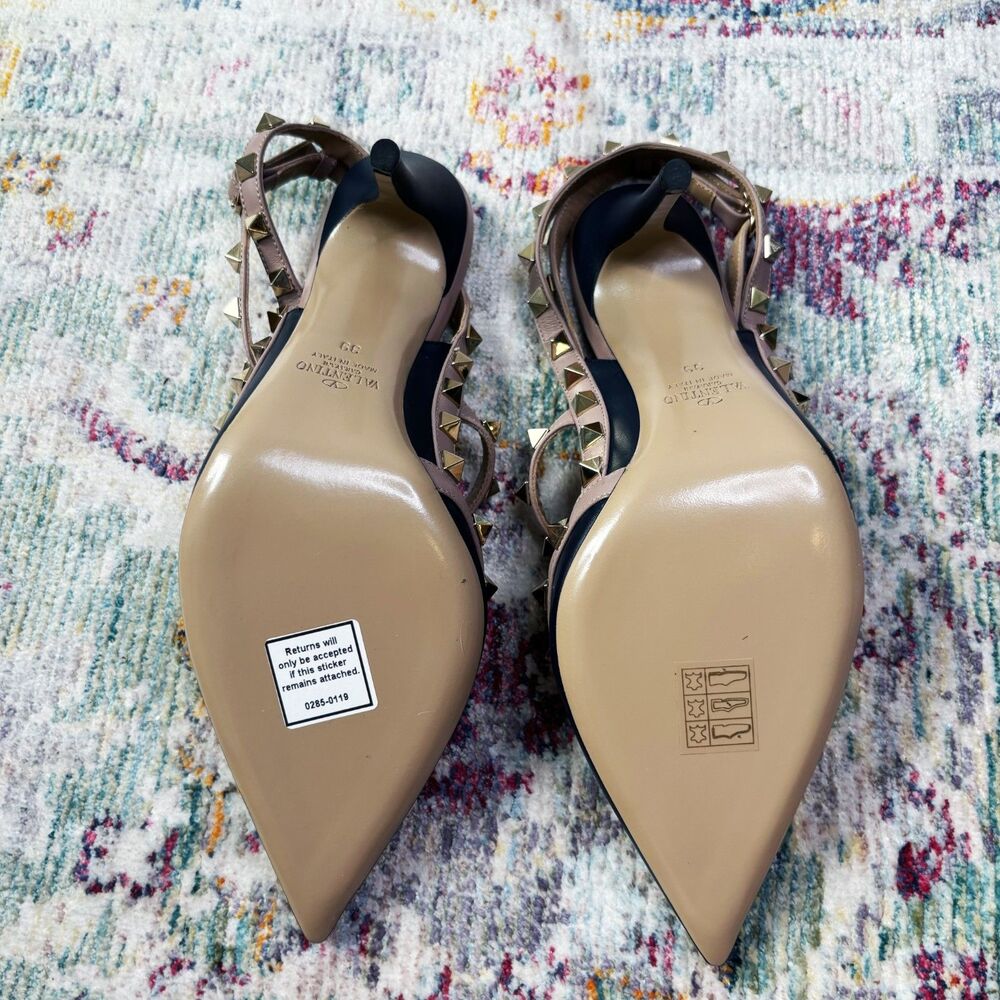 Valentino Black Rockstud Point Toe Heels - Picture 7 of 10